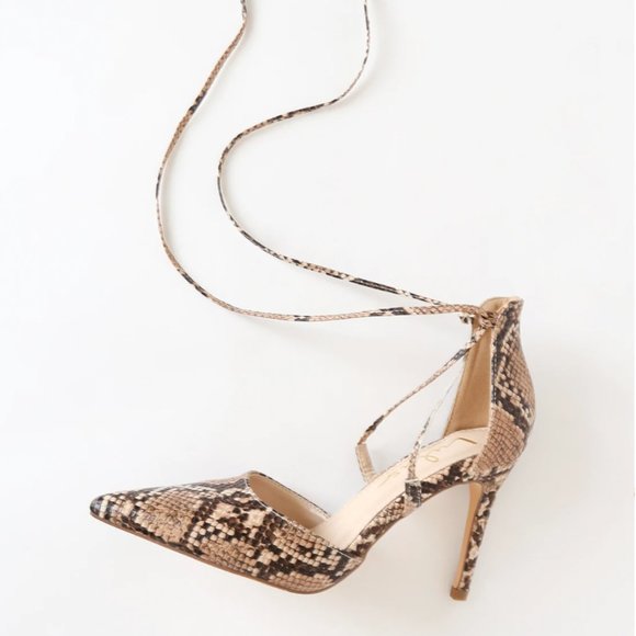 Lulus Snake Print Heels - Picture 2 of 2